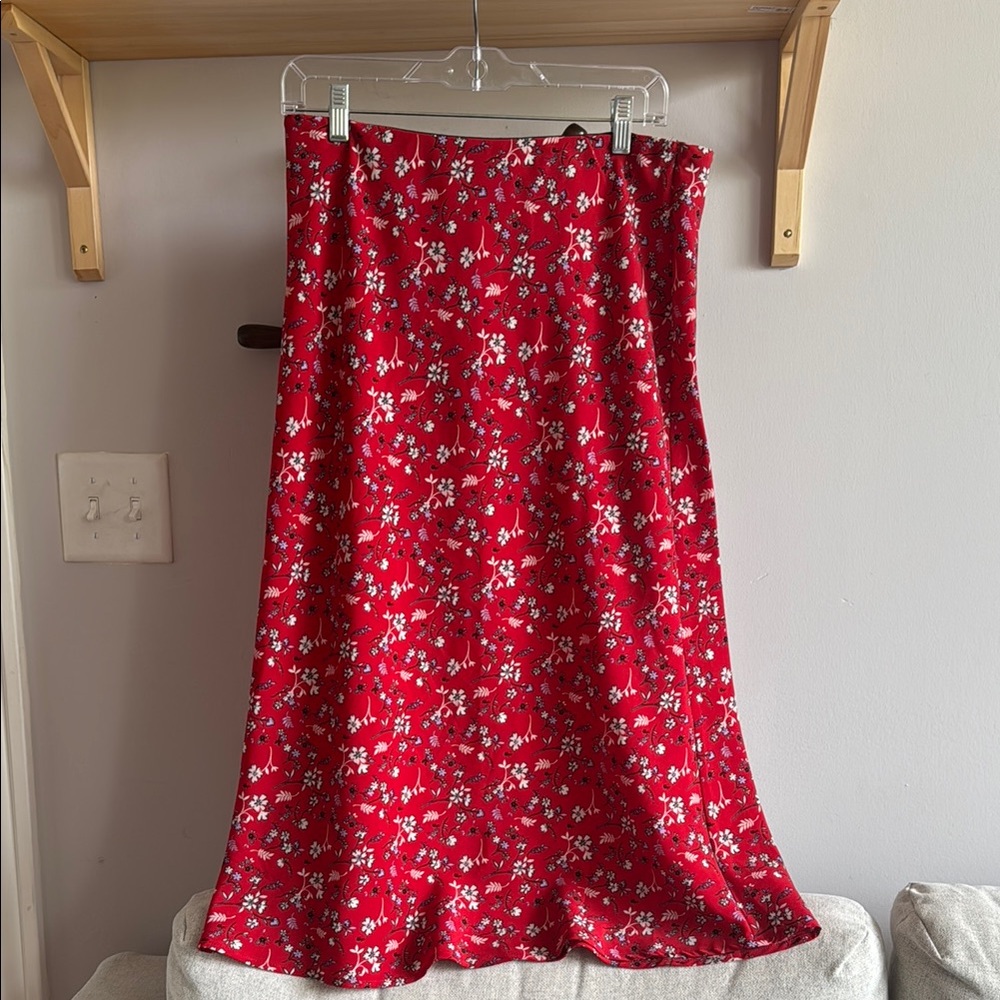 Floral Red Skirt